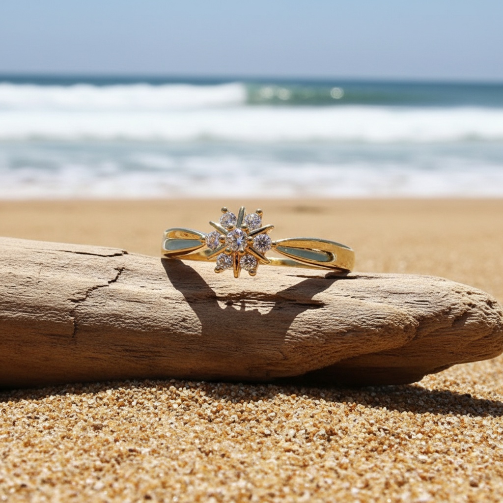 Women's Exquisite Flower Zirconia Ring, Elegant Design